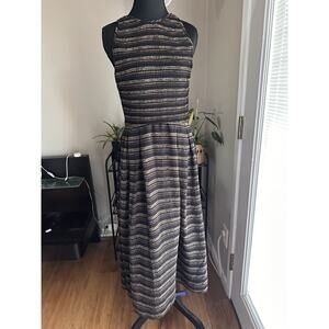 Kay Unger Petites Vintage 90s New York Halter Dress Striped Size 6 Multi Color